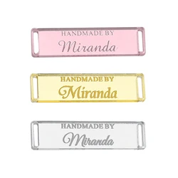 Personalized Hand Made Tags Clothing DIY Gift Rectangle Acrylic Handcraft  Label for Handmade Clothes Name Customize Decoration