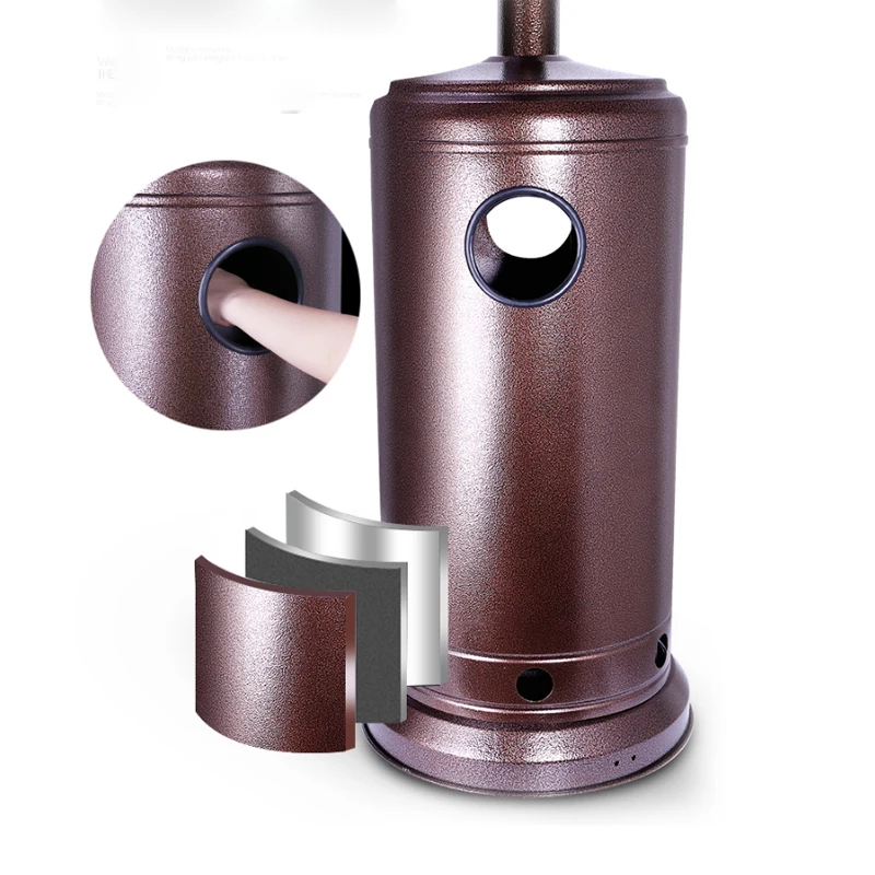 Aço inoxidável, commerciapatio aquecedor com saída de rodas, sistema de ignição eletrônica, base ponderada, portátil ao ar livre calor lam