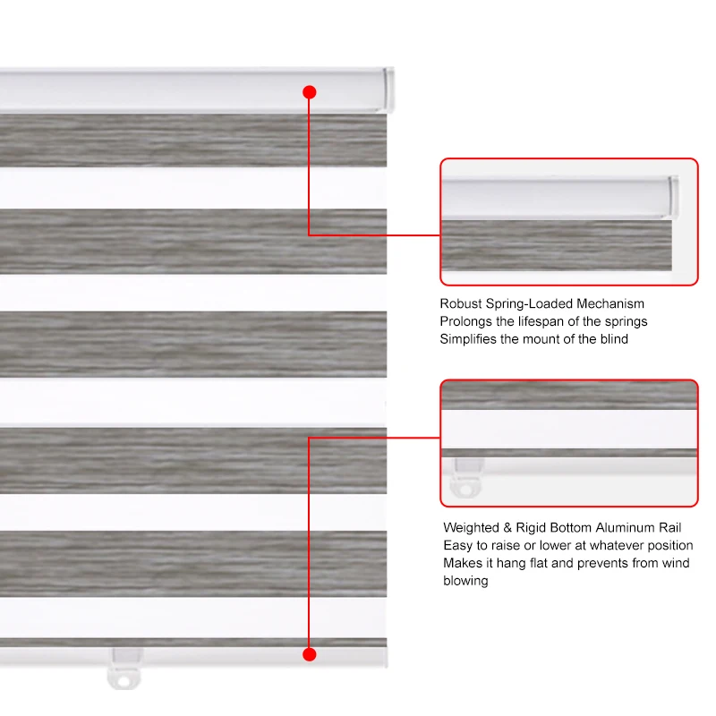 Custom Made Silver Color Blackout Rollor Window Blinds Zebra Blinds Rollor Blind For Home Decoration Easy Install