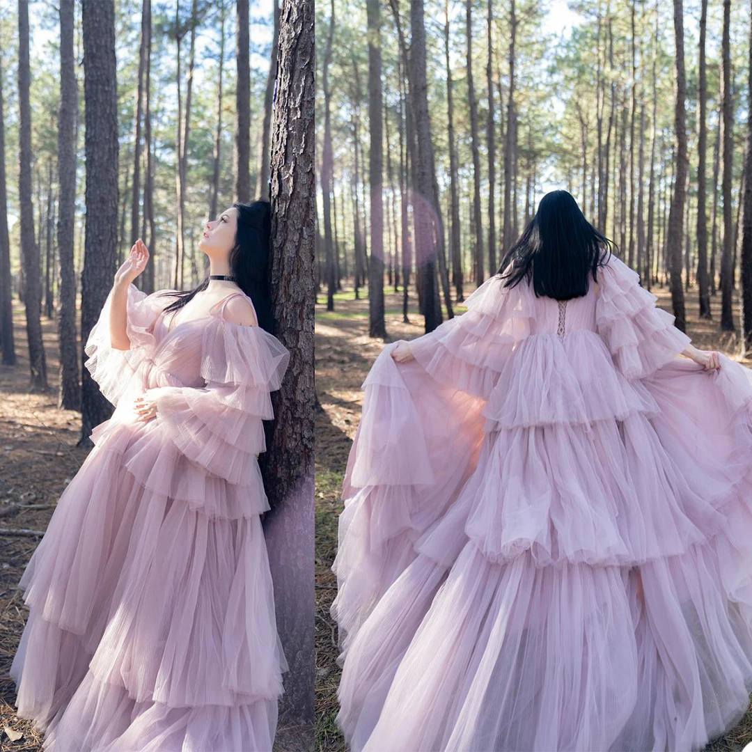 Robes de maternité en Tulle pelucheux pour mariée, sur mesure, à lacets dans le dos, Robes de soirée pour femmes enceintes, séance Photo, peignoir de fête d'anniversaire