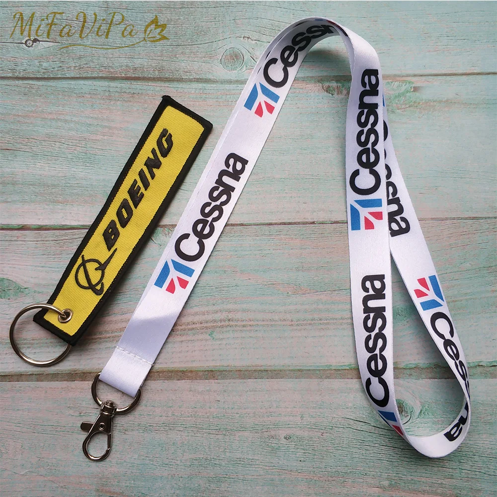 1 Set MiFaViPa Keychain Cessna Lanyards Chaveiro Key Chain llavero Lanyard for ID Card Holder CESSNA Pilot Gifts Sleutelhange