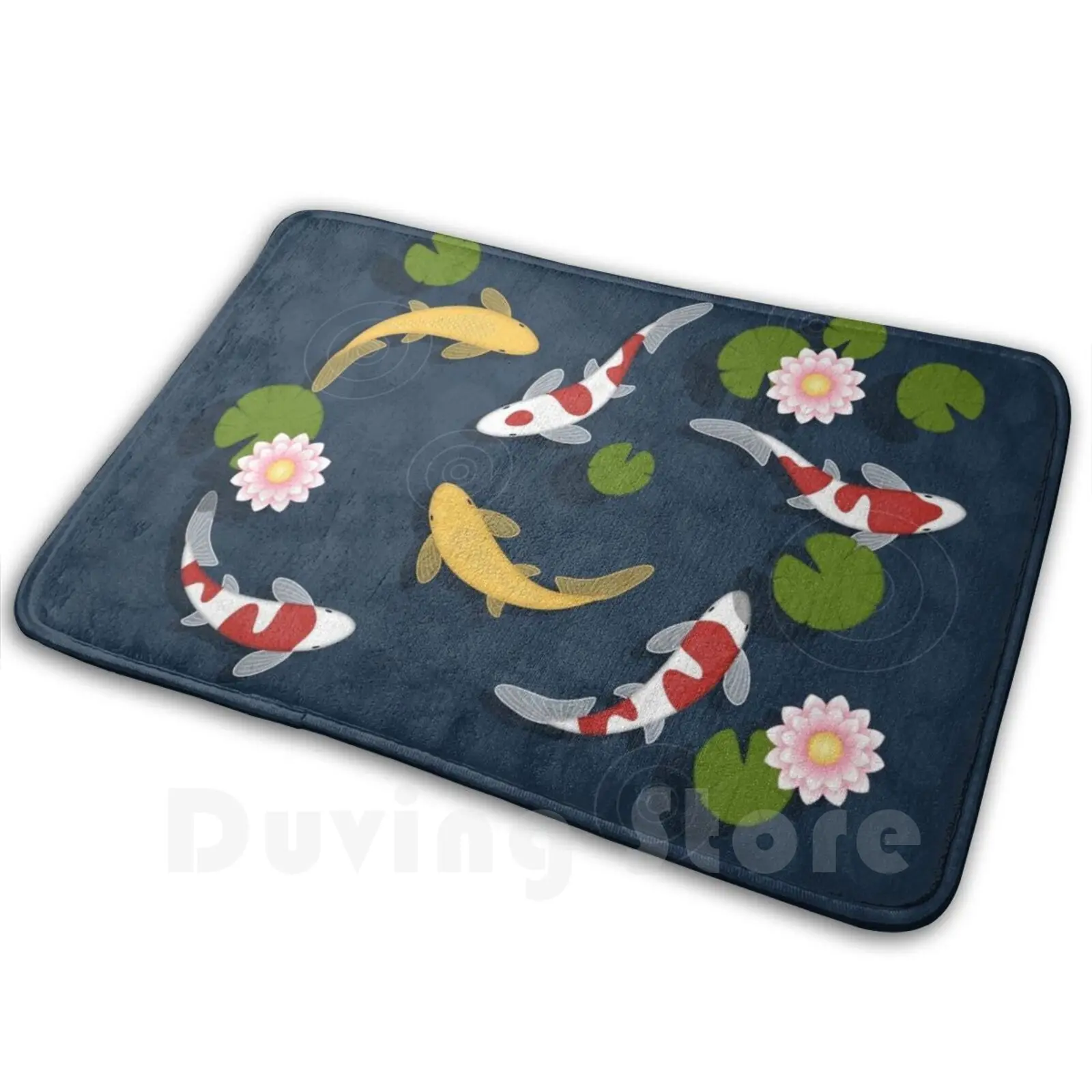 Japanese Koi Fish Pond Soft Non-Slip Mat Rug Carpet Cushion Simple Stylish Cute Cool Girly Koi Fish Pond Vector