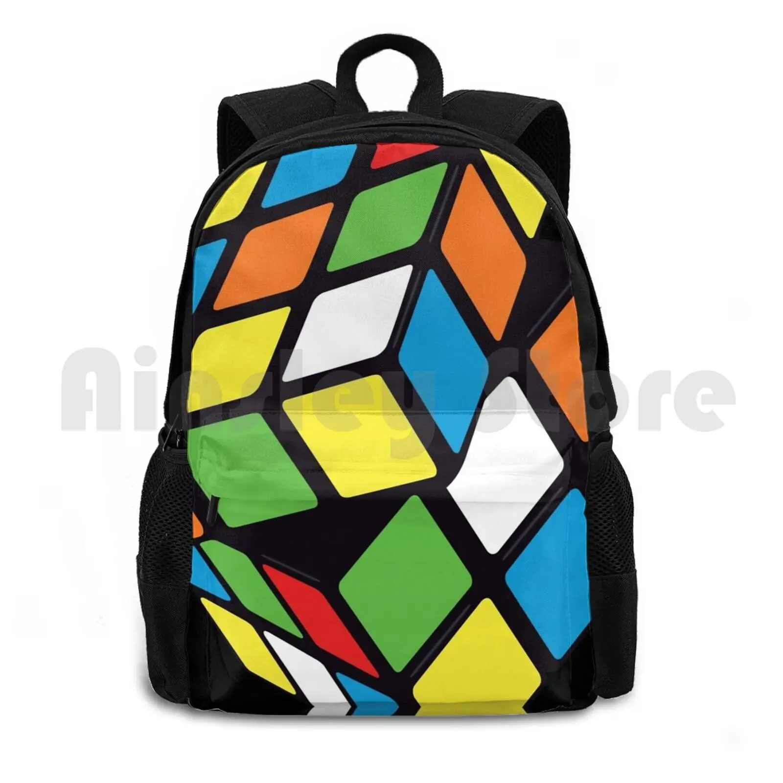 Twisting / Spinning Cube Design Outdoor Hiking Backpack Waterproof Camping Travel Broken Smashed Colour Cube Cube Game Games