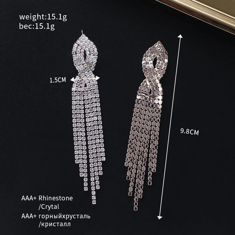 YFJEWE Fashion Jewelry Personality Temperament Crystal cross Tassel Earrings Bridal Earrings For Women Long Earrings gift E694