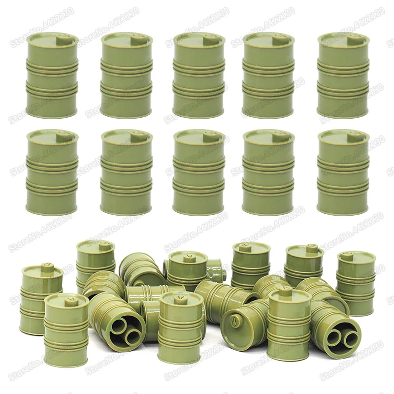 Military Green Oil Drum Building Blocks Piece Lot Diy Army Soldier Figures Weapons Technology Set Model Boy Christmas gifts Toys