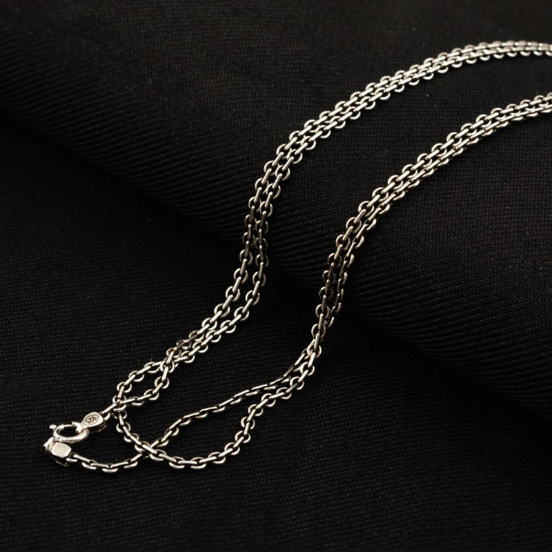 

925 Thai Silver 2MM Round Cable Link Chain High Quality 100% Necklaces For Women Men Unisex Gift Jewelry Long 40 45 CM