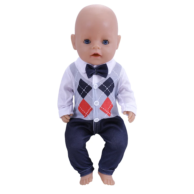 18 Inch Doll Clothes Fashion Reborn Dolls Gentleman Suit T-shirt + Pants for Baby Girl Birthday Gift Doll Customizing Supplies