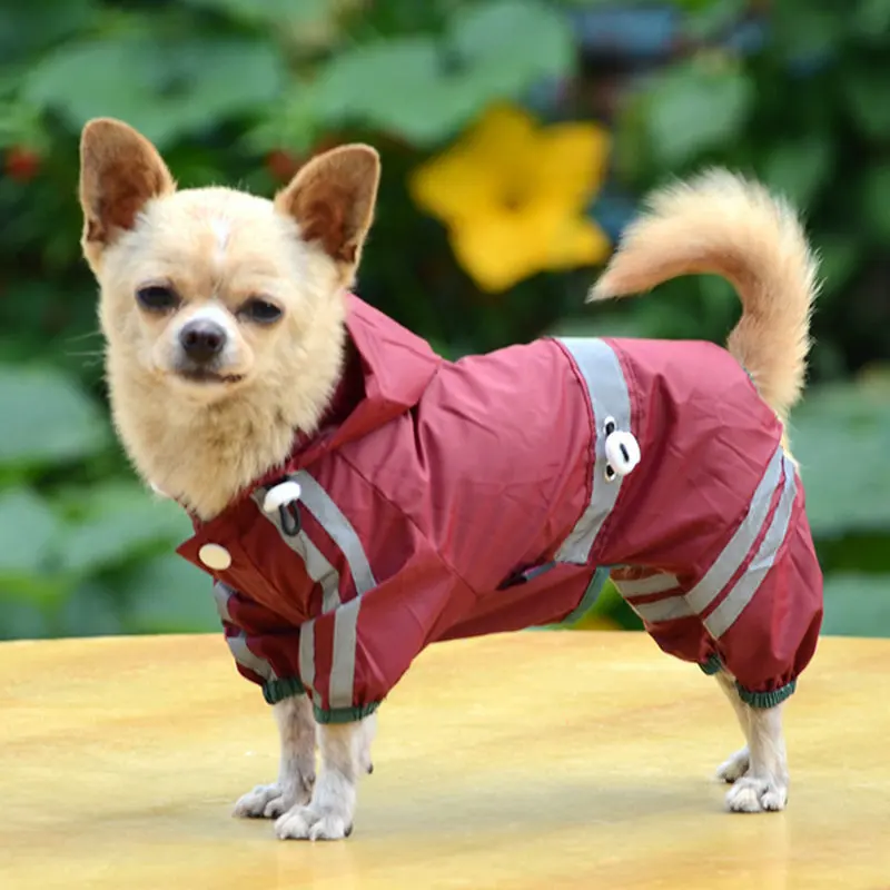 2022 New Year Hot Sale Pet Dog Cat Raincoat Clothes Puppy Jumpsuit Hoody Waterproof Rain Jackets