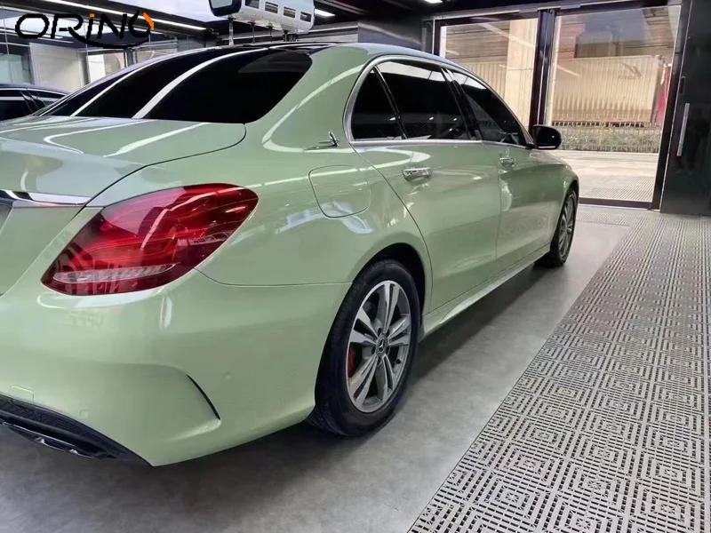 Glossy Khaki Green Car Wrap Vinyl Film Roll with Air Release Low Tack DIY Car Wrapping Decal