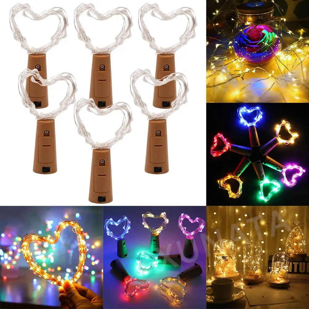 Wine Bottle Cork LED String Lights Holiday Fairy Light Garland Wedding Party New Year Christmas Tree Decor Bar Bottle Lights