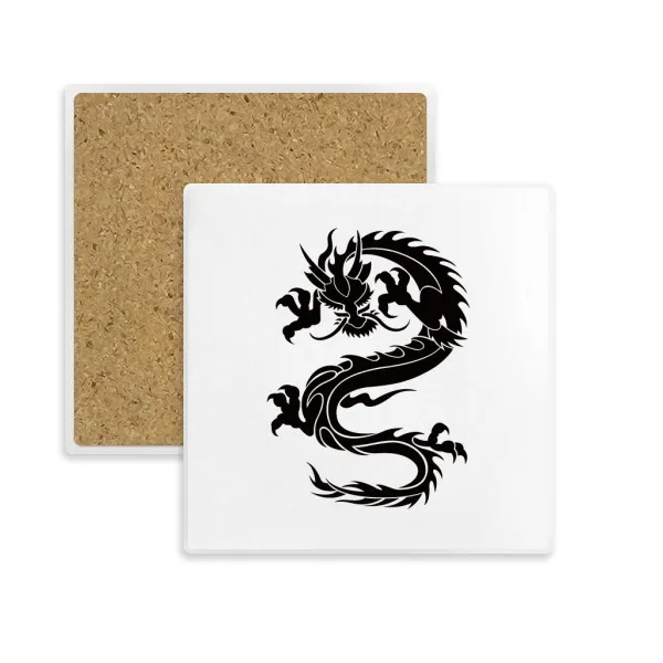 

Dragon Animal Art Grain Square Coaster Cup Mug Holder Absorbent Stone For Drinks 2pcs Gift