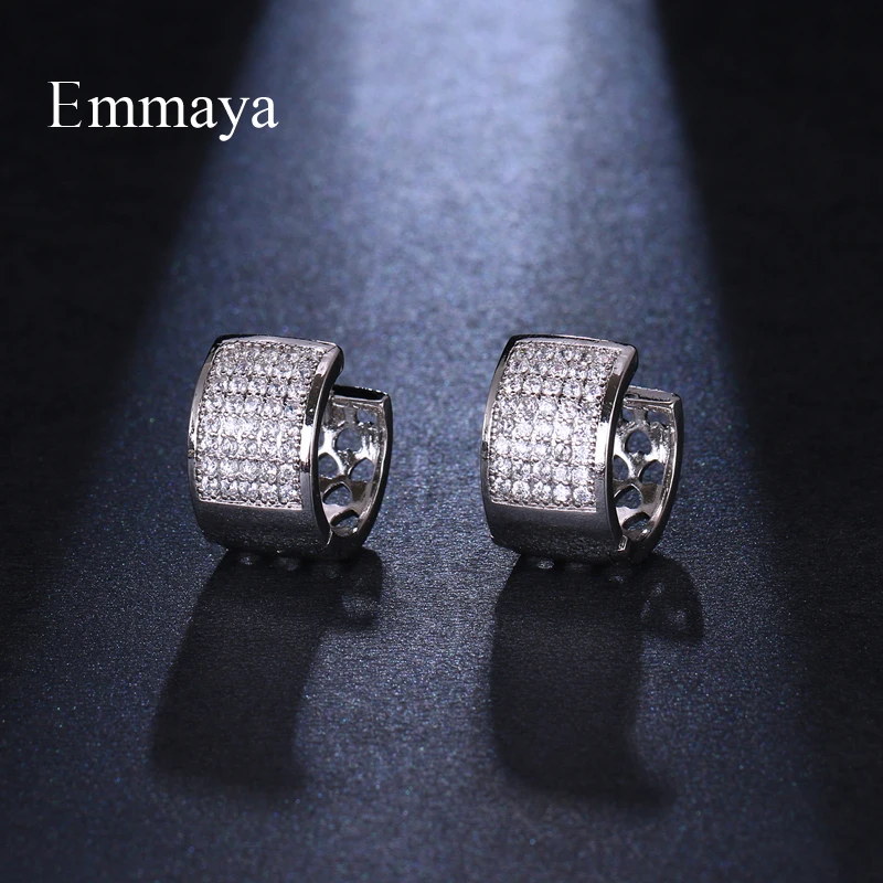 EMMAYA Color Jewelry Geometry Circular Shape Female Full Of Cubic Zircon Stone In One Side Stud Earring Beautiful Nobler Present