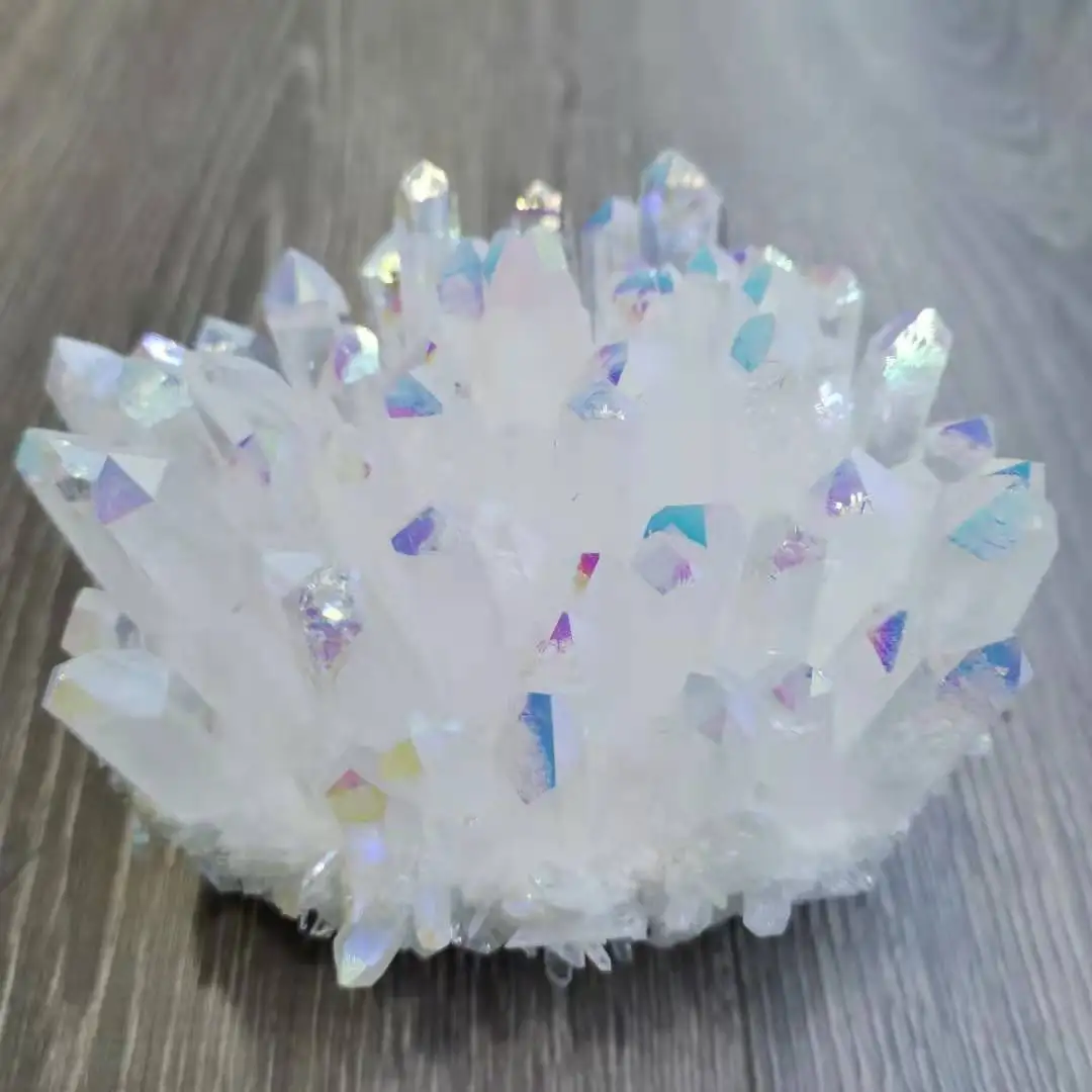 

600-650g Natural quartz crystal cluster electroplating Titanium coating Angel Aura quartz cluster