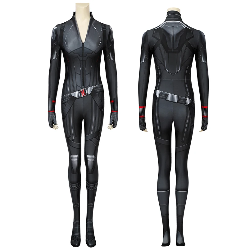 Adult Women Superhero Widow Natasha Romanoff Black Battle Jumpsuit Cosplay Costume Halloween Masquerade Cool Bodysuit