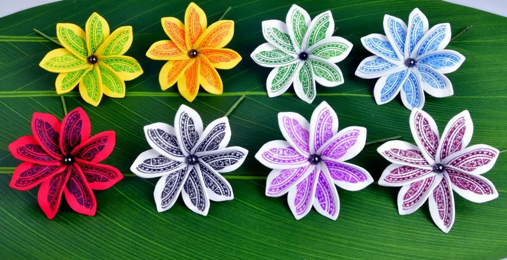 Free Shipping F1000-2 100pcs/ lot 9CM 10 colors Foam tiare hair pick  women wear hair accessories Hawaii tropical flower