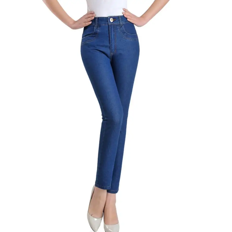 

Women jeans spring summer elegant High waist slim denim Nine pants Female casual jeans Vaqueros r347