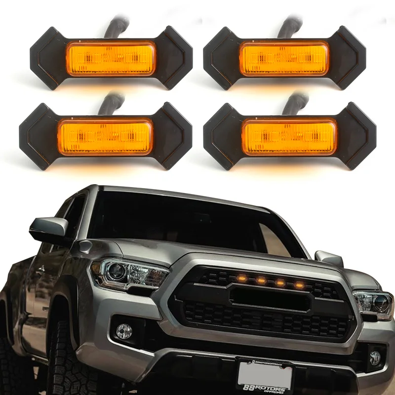 For 2016-up Toyota Tacoma w/TRD Grille DRL Running Lights 4pcs ABS Plastic DRL Grill LED Light Smoked Lens Trim