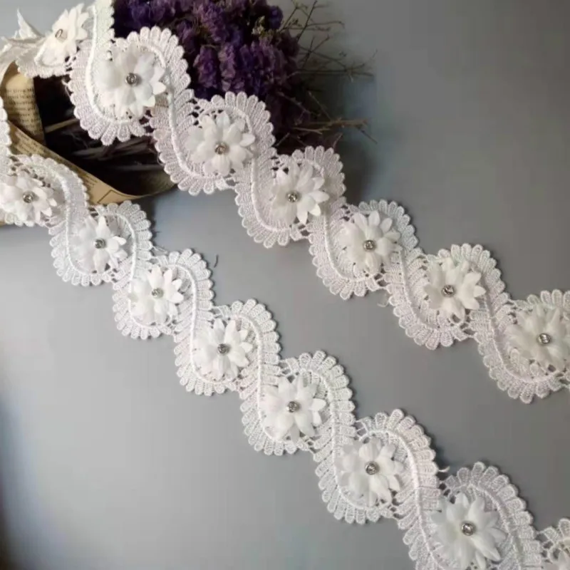 

1 Yard White Leaf Embroidered Lace Trim Ribbon Applique Fabric Handmade DIY Sewing Craft For Costume Hat Shoes Decoration