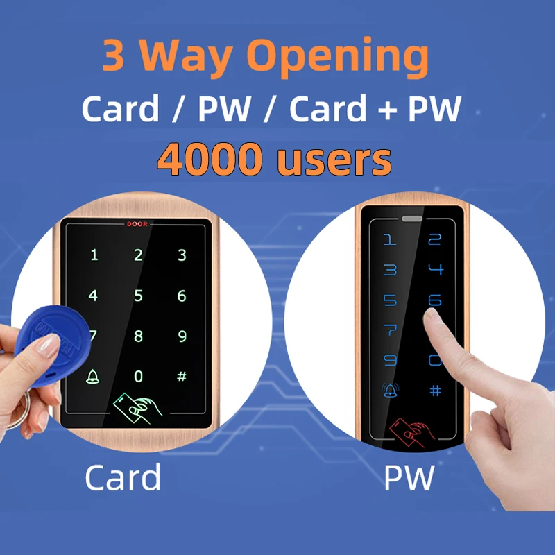 Waterproof Touch Metal RFID Access Control Electronic Door Lock Electric Gate Opener Smart Keypad Case Reader 125khz ID Card