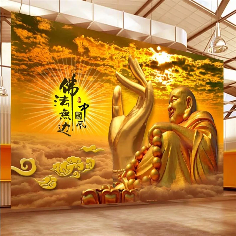 wellyu Custom wallpaper Such as the gods of the Buddha, the infinite Chinese style, the Buddha, the Maitreya Buddha wall 3d