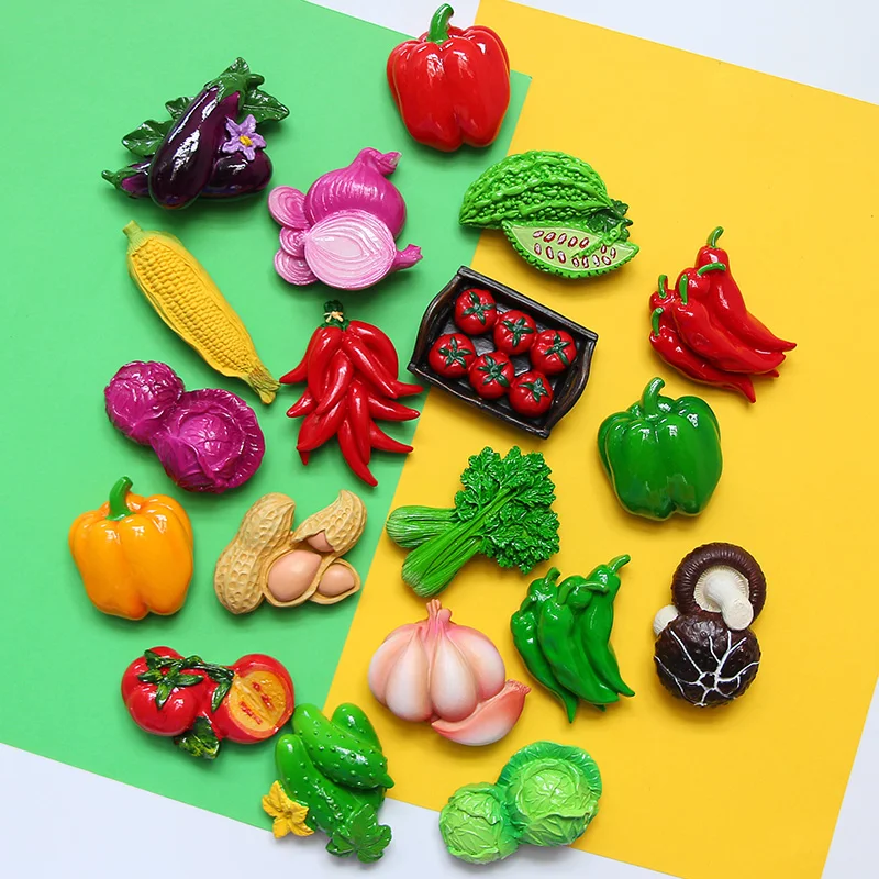 3D simulation vegetable fruit fridge magnets message post Pepper mushroom  magnet decoration Tomato onion refrigerator stickers