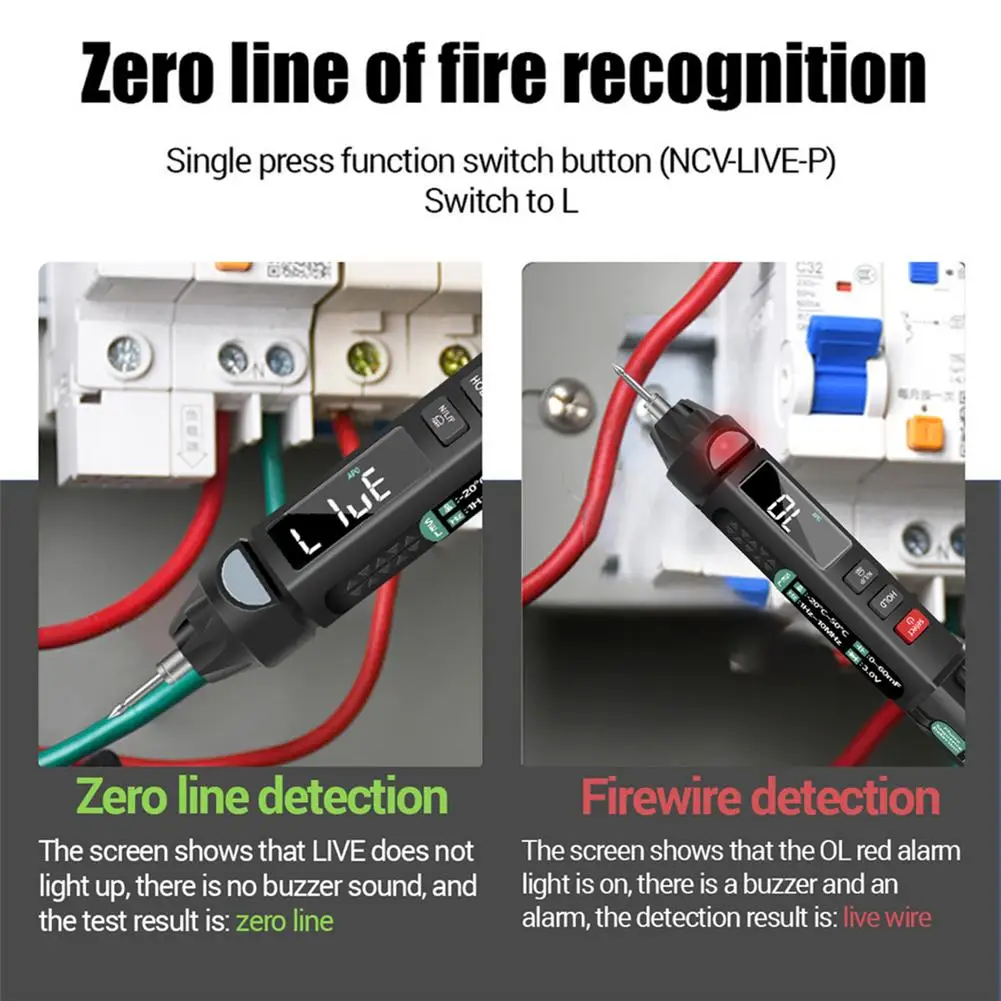 Multímetro Digital A3008, 6000 recuentos, bolígrafo de bolsillo, rango automático/multímetro inteligente, detección NCV, multímetro de voltaje CC/CA