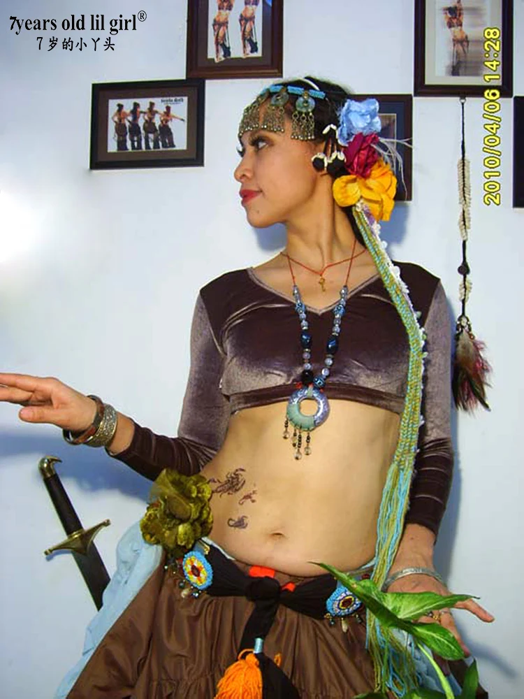 กำมะหยี่ Fat Chance Tribal Choli Belly Dance แขนยาว FA01 06