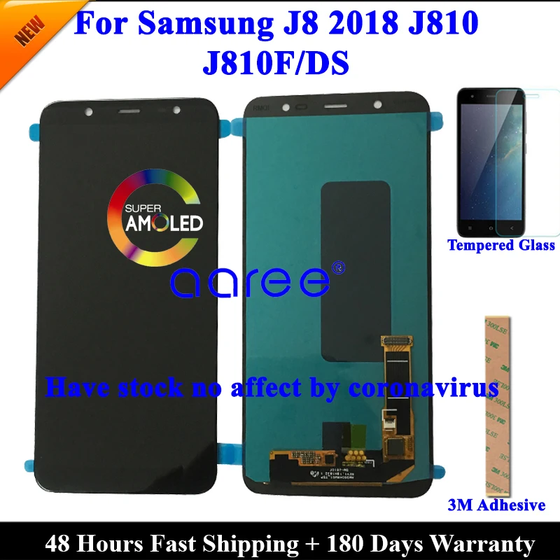 100% Super AMOLED LCD For Samsung J8 2018 LCD J810 LCD For Samsung J8 2018 J810 LCD Screen Touch Digitizer Assembly