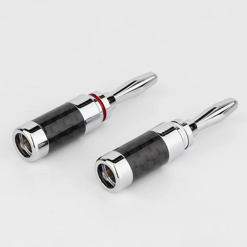 8/12 Schwarzer Kohlefaser-Lautsprecher-Bananenstecker Messing Rhodium-Beschichteter Lautsprecher-Audio-Video-Bananenstecker DIY Bananenanschluss – Detail 4