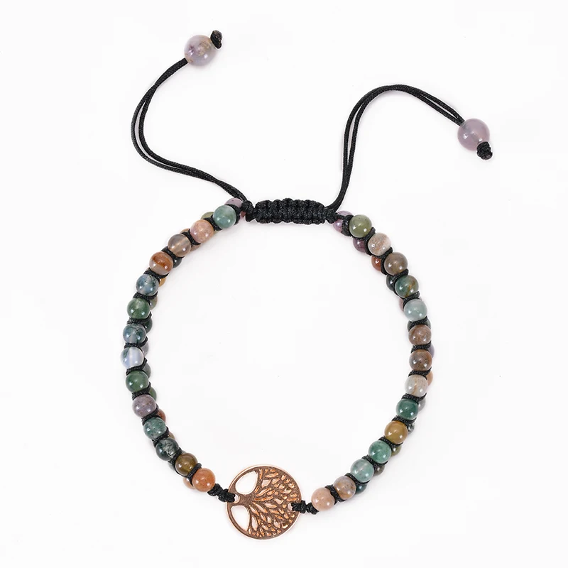 Tree of Life Chakra Bracelet Yoga Healing Crystal Stone Bracelets Double Layered Braided Natural Beads Bracelets for Women Girl