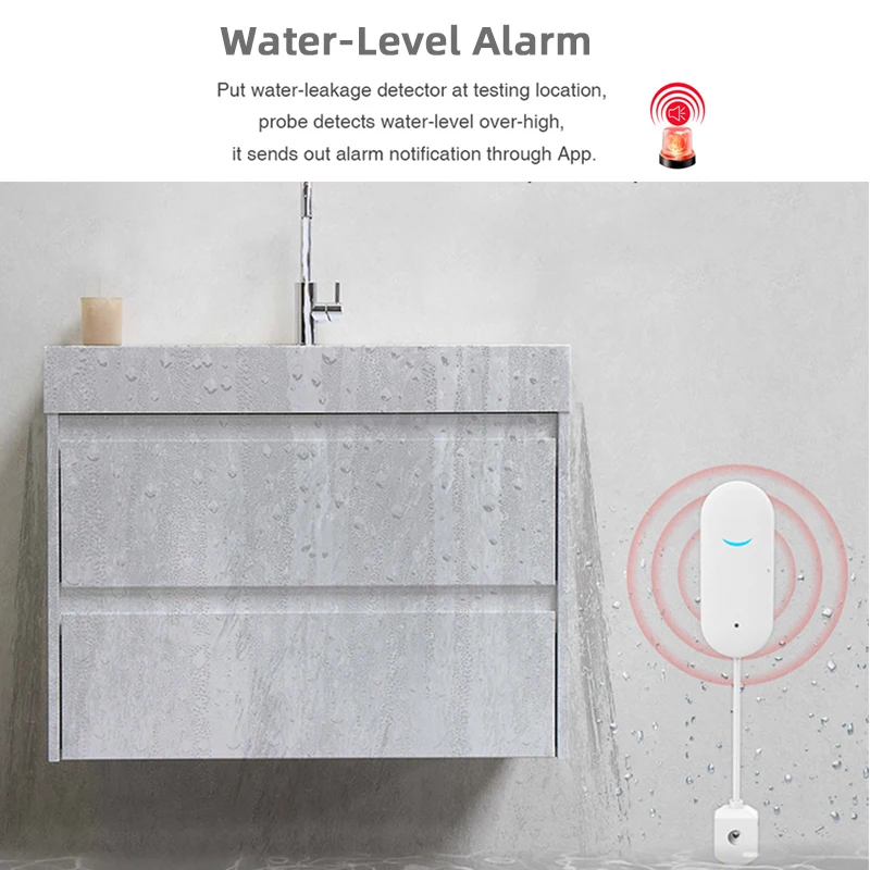 Tuya Smart Life WiFi Water Leakage Detector,Water Sensor with App Alert Notification,Continuous Leak Monitor for Smart Home