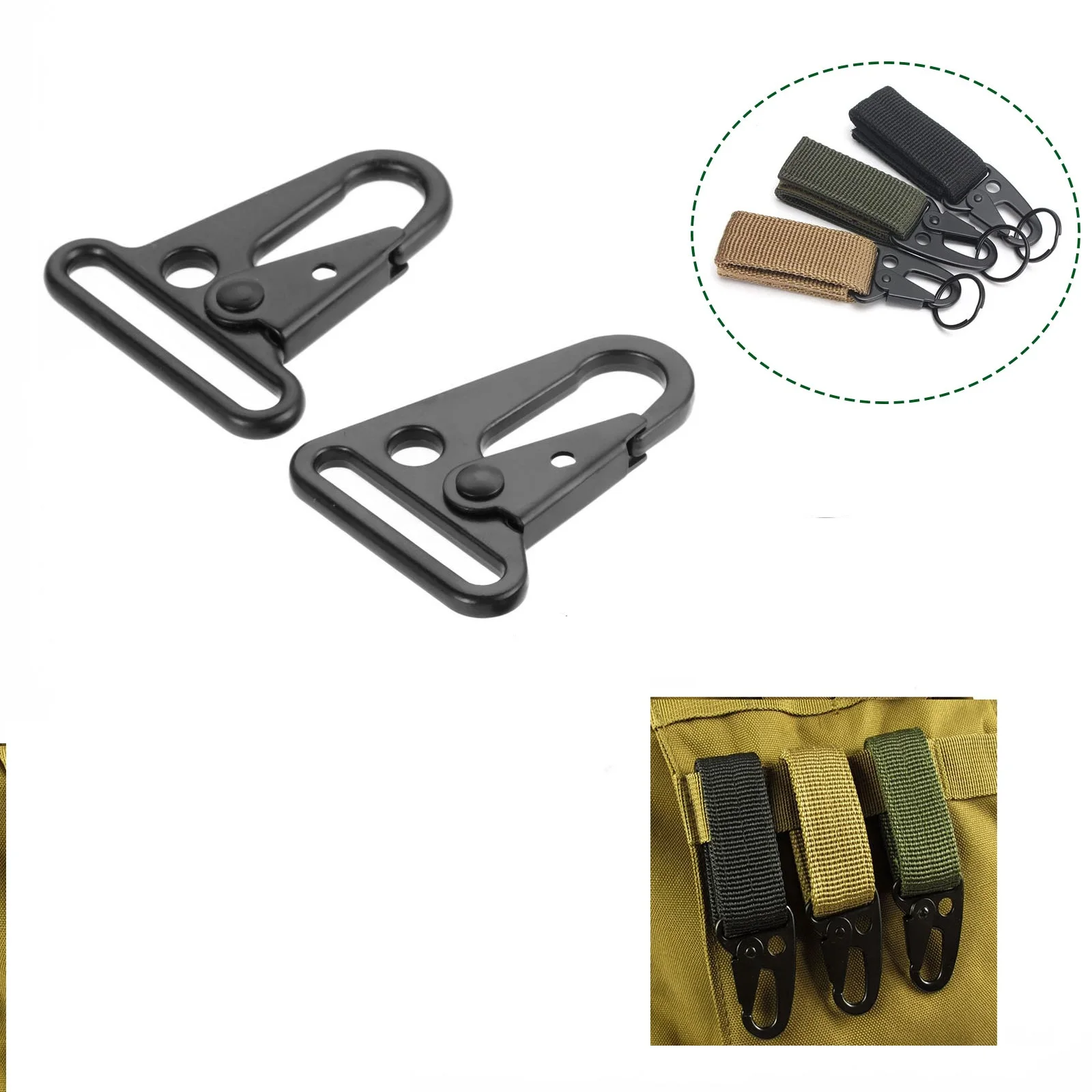 

2pcs Webbing Carabiners Sling Clips Spring Snap Hooks for Bag Key Chain Backpack Outdoor Camping Parts 51*38/51*44mm