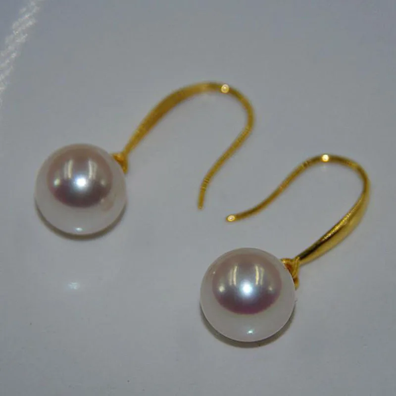 charming pair of12mm natural round south sea white round pearl earring 14k