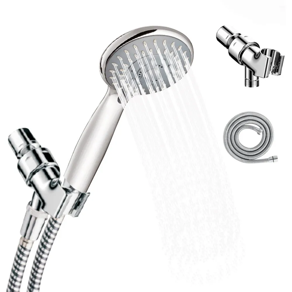 

Handheld Shower Head 5 Spray Settings With Stainless Steel Hose Adjustable Bracket Set Polished Chrome Hand Shower Head Holder