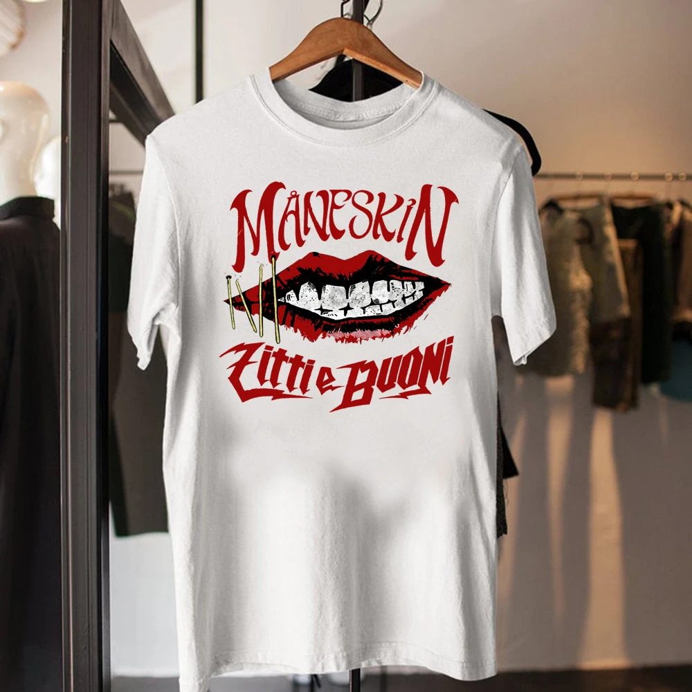 Maneskin T-Shirt Rock Band Maneskin Shirt Maneskin Zitti E Buoni Tees Damiano David Shirts Hipster Tops Fans Gift