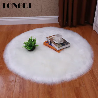 

TONGDI Round Carpet Mat Suer Soft Pashmina Plush Long Wool Absorbent Anti-slip Rug Decor For Home Bedroom Parlour Living Room