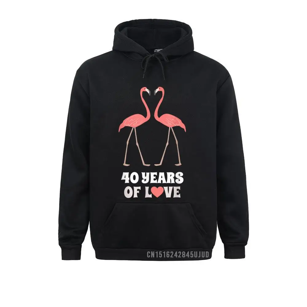 

Fortieth Anniversary Flamingos Couple 40 Years Gift Pullover Street Hoodies Fashion Boy Sweatshirts Youthful Fall Hoods