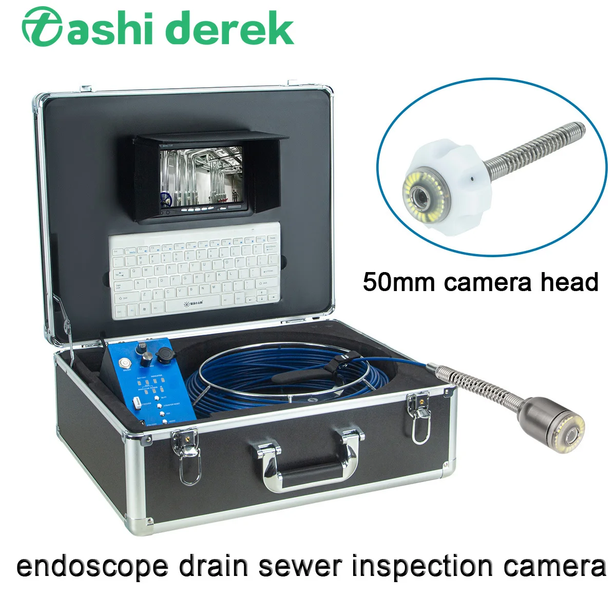 7inch Waterproof Industrial Endoscope Camera Pipeline Inspection System Drain Sewer Borescoepe Self-leveling HD Video Camera