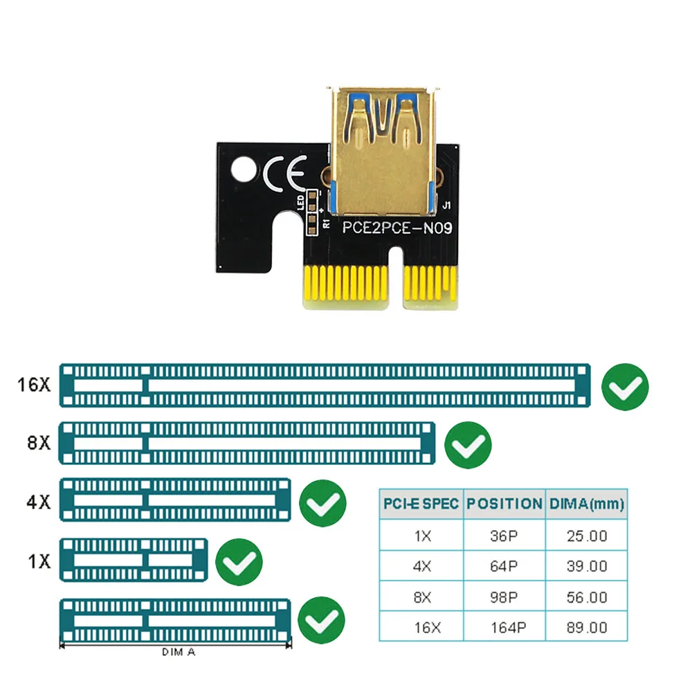 6 sztuk PCIE Riser 010 VER010-X 4/6Pin moc USB 3.0 kabel Cabo Riser PCI Express X16 Riser dla karty graficznej dla koparka bitcoinów górnictwo