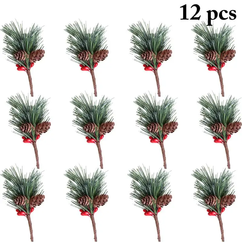 

12Pcs Christmas Artificial Plant Lifelike Pine Needles Christmas Tree Ornament Mini Christmas Tree DIY Accessories Home Decor