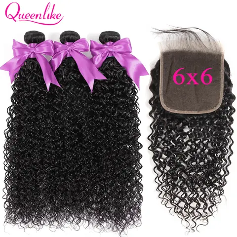 Malaysian Kinky Curly Bundles With 5x5 Closure 100% Human Hair Bundles Deep Curly Remy 6x6 Big Size Lace Closure And Bundles