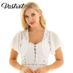 Giacca corta da donna in Cardigan Bolero in Chiffon a maniche corte con coprispalle in pizzo