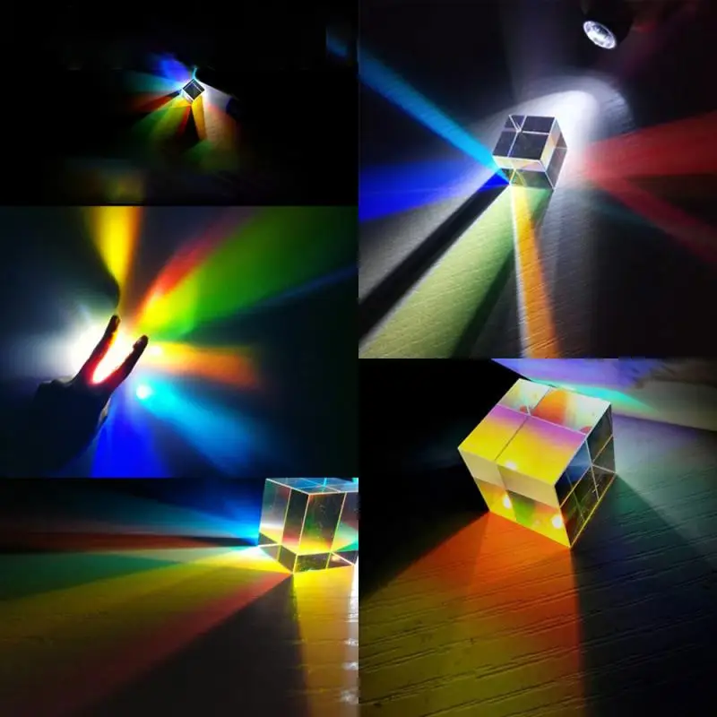 Custom 5*5*5mm Color Prism Rainbow Six-sided Light Cube Photography Optical Science Experiment Children Gift