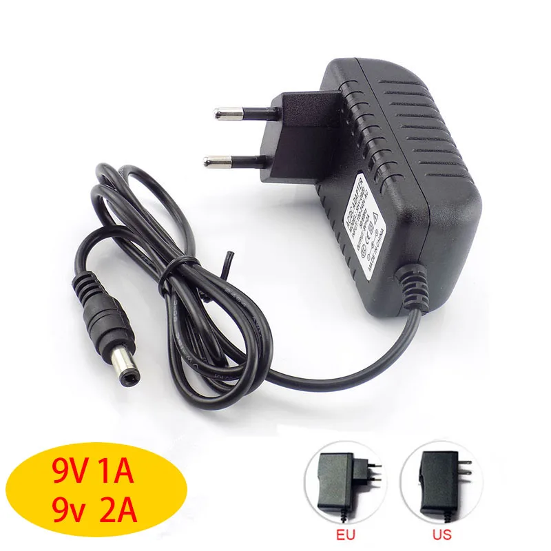 100V 240V AC to DC adaptor 9V 1A 2A 2000MA 1000ma 5.5mmx2.5mm connector Supply Charger Power Adapter EU US for TV Box router