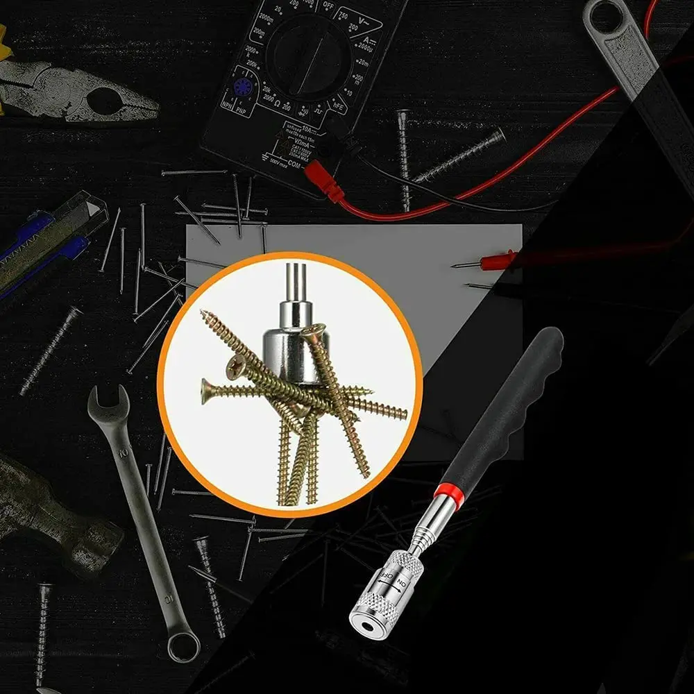 Telescopic Magnetic Pen with Light Mini Portable Magnet Pick Up Tool Extendable Pickup Rod Stick for Picking Up Screws Nut Bolt