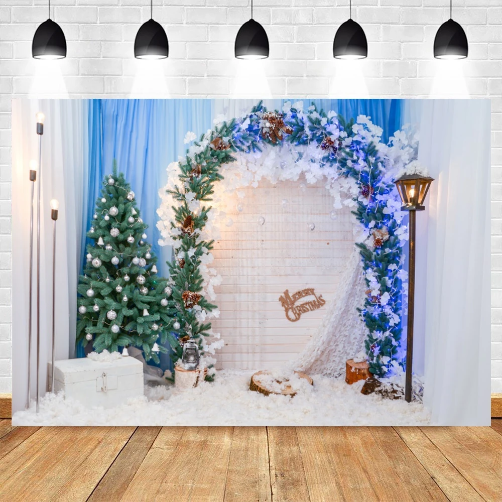 Yeele 크리스마스 배경 아기 사진 겨울 꽃 아치 블루 웨딩 배경 실내 Photocall 사진 스튜디오 Photophone