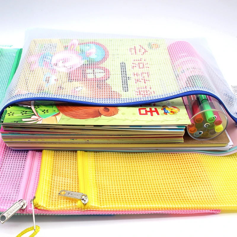 A4 Transparent File Storage Bag Double-layer Pencil Case PVC Waterproof Zipper File Bag File Storage Office Stationery