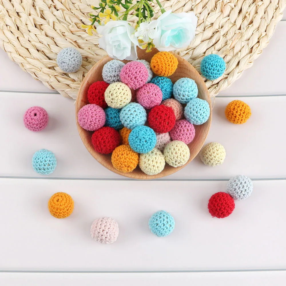 16/20MM Knitting Crochet Round Wooden Beads 20Pcs/Lot Handmade Ball DIY Necklace Jewelry Organic Teething Bracelet Beads