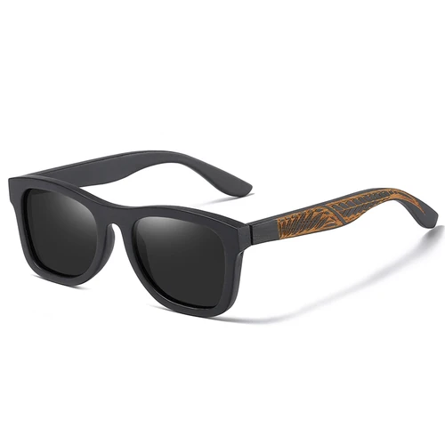 Imagen 2 del producto GM gafas de sol con montura de madera de bambú negro hechas a mano para mujeres y hombres gafas de sol polarizadas Vintage de madera de bambú caja de papel 1610L