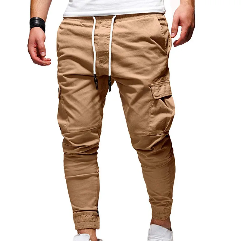 Men\'s Oversize Pants 2021 New Casual Solid Cargo Pants Men Trousers Drawstring Elastic Waist Joggers Men Sweatpants Streetwear